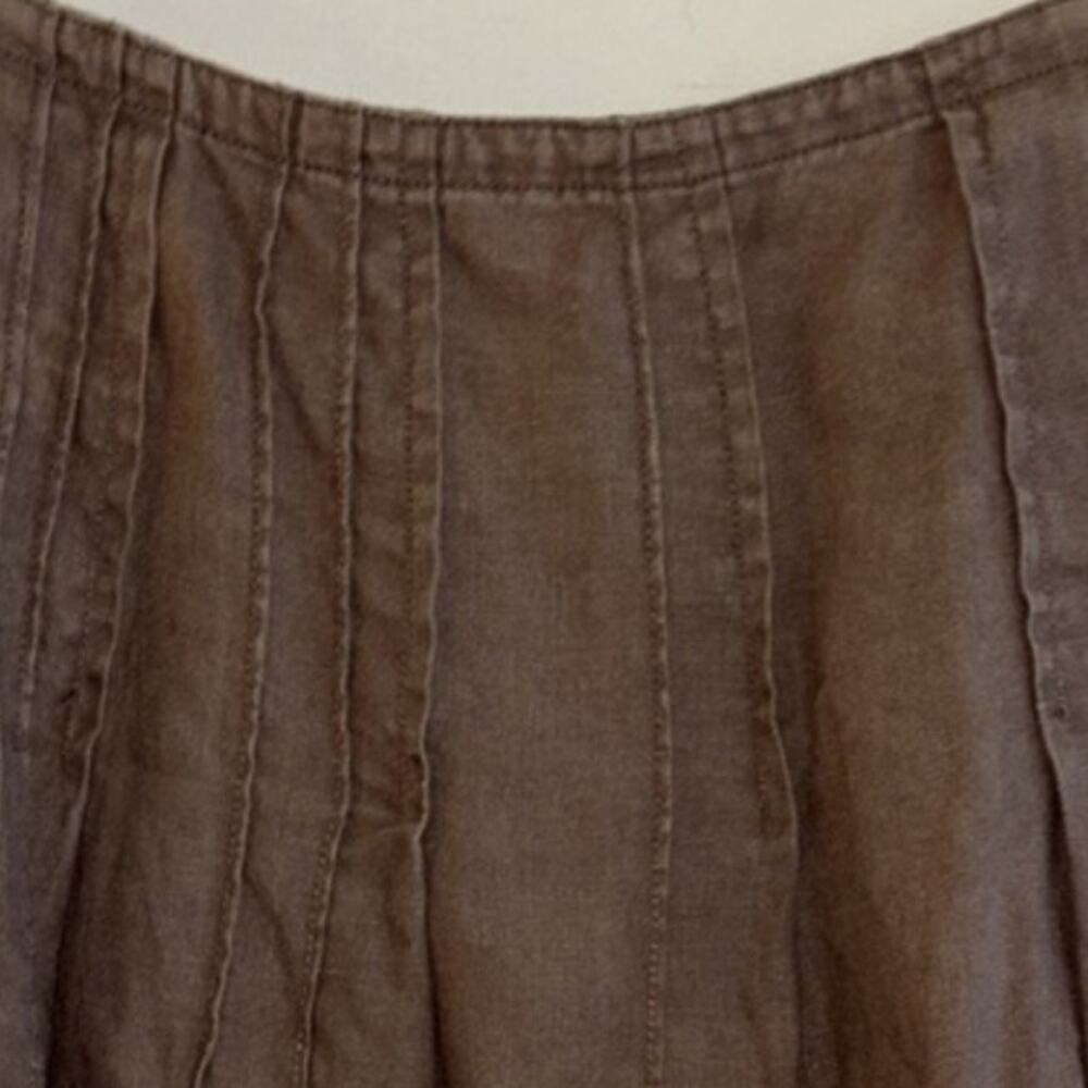 J. Jill Skirt Multi-Panels Brown A-line 100% Linen Skirt Hidden Zipper Size SP - Picture 2 of 5